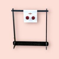 Aretes de Bolitas Rojas Hechos a Mano - Imagen 2