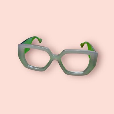 Gafas de Montura Hexagonal Verde y Patillas Anchas