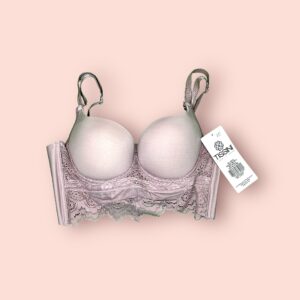 Sostén de Encaje Beige con Soporte Extendido