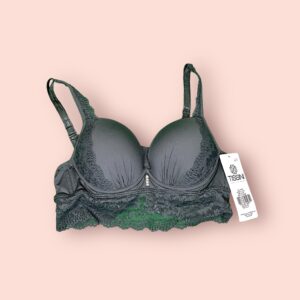 Sostén de Encaje Gris con Soporte y Diseño Largo