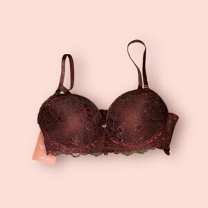 Sostén de Encaje Marrón con Soporte y Diseño Largo