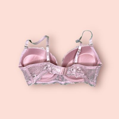 Sostén de Encaje Rosado con Soporte y Diseño Largo