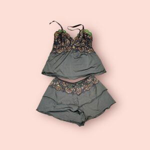 Conjunto de Lencería de Encaje Negro de Dos Piezas