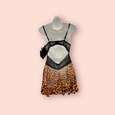 Conjunto de Lencería Estilo Leopardo con Encaje Negro