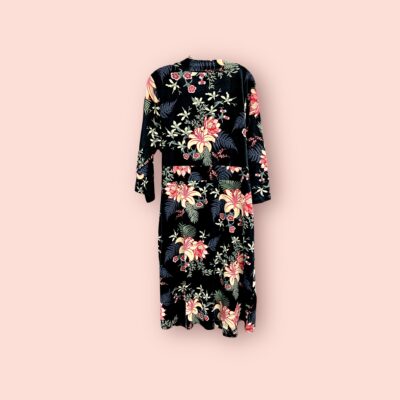 Bata de Terciopelo Floral de Manga Larga para Maternidad