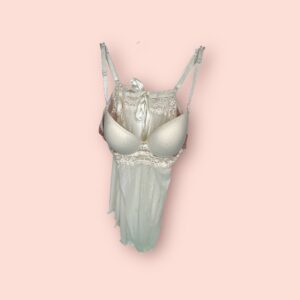 Baby Doll Blanco de Encaje y Satén