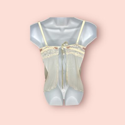 Baby Doll Blanco de Encaje y Satén